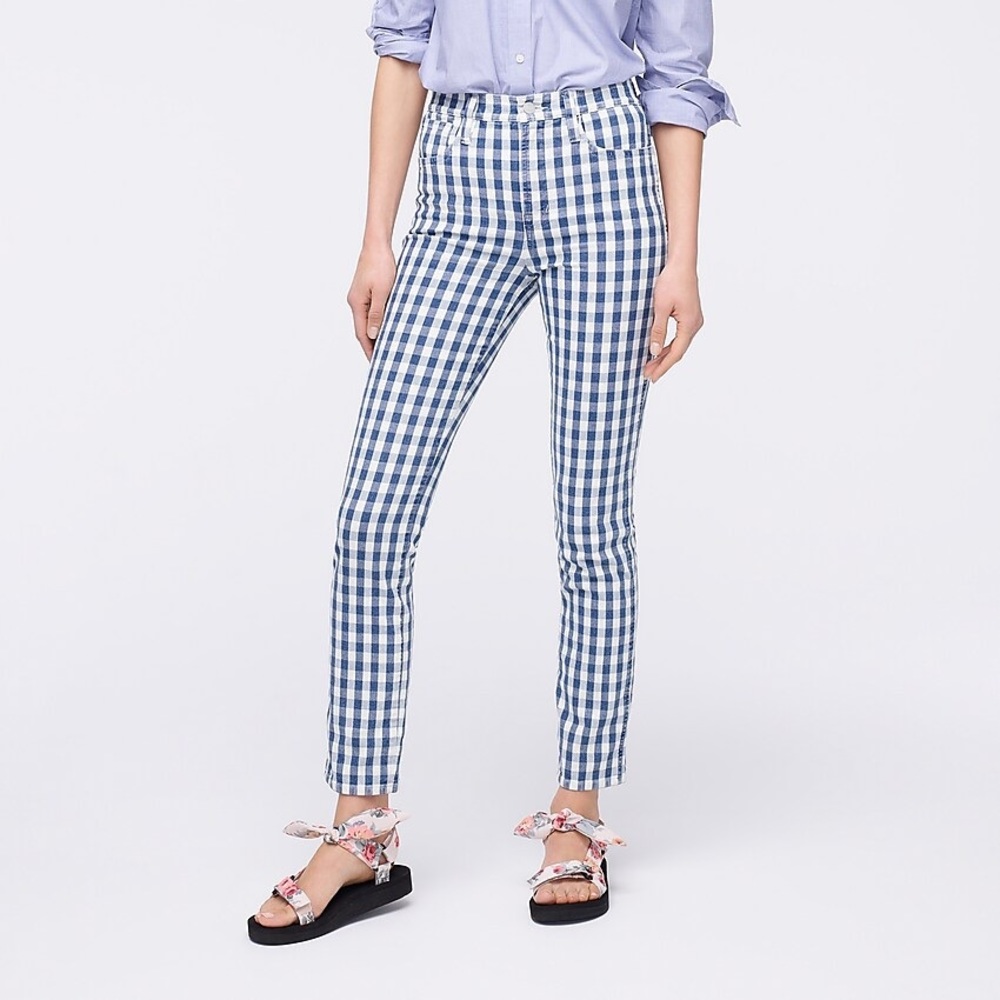 J. Crew Straight Leg Gingham Jeans